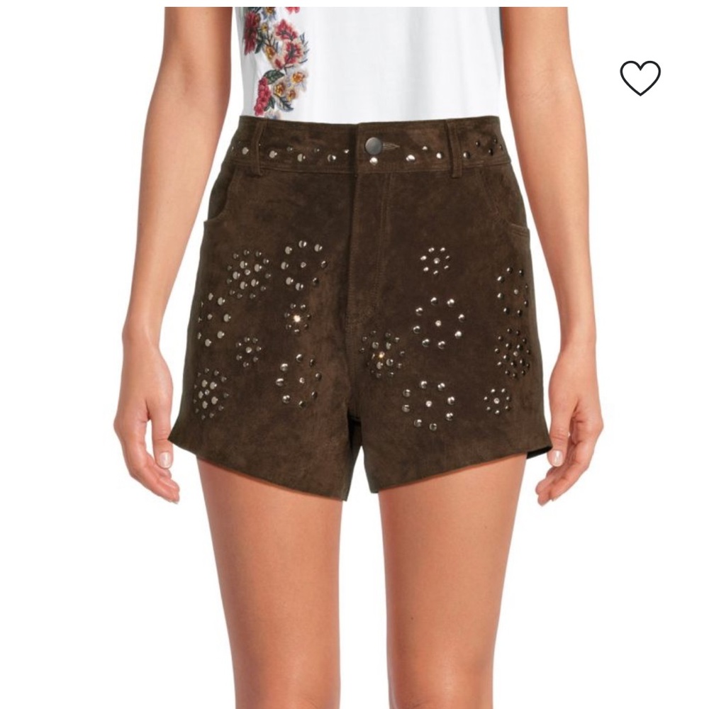 DRIFTWOOD Floral Studded Suede Shorts